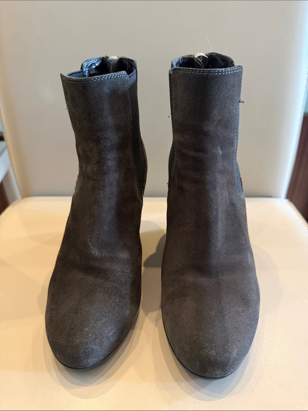 Aquatalia Dark Gray Suede Ankle Booties